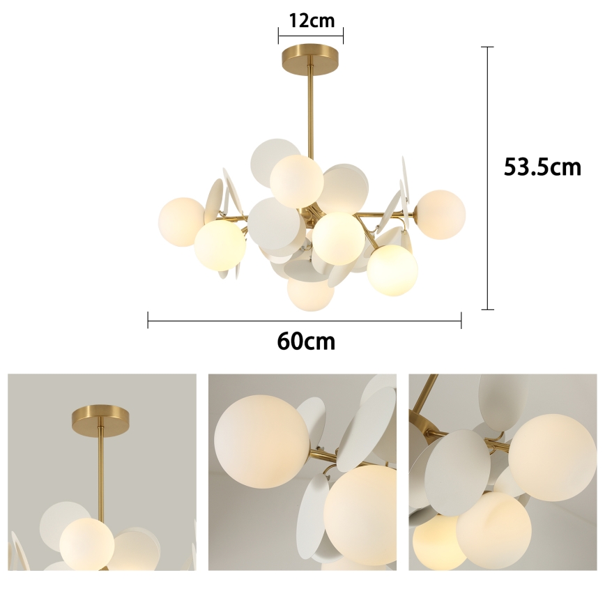 Brilagi - BALMO Rod Chandelier 8xG9/9W/230V, Ø 60 cm, Gold/White
