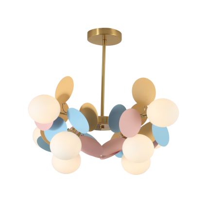Brilagi - BALMO Stem-Mounted Chandelier 8×G9 / 9W / 230V, Ø 60 cm, Gold/Blue/Pink