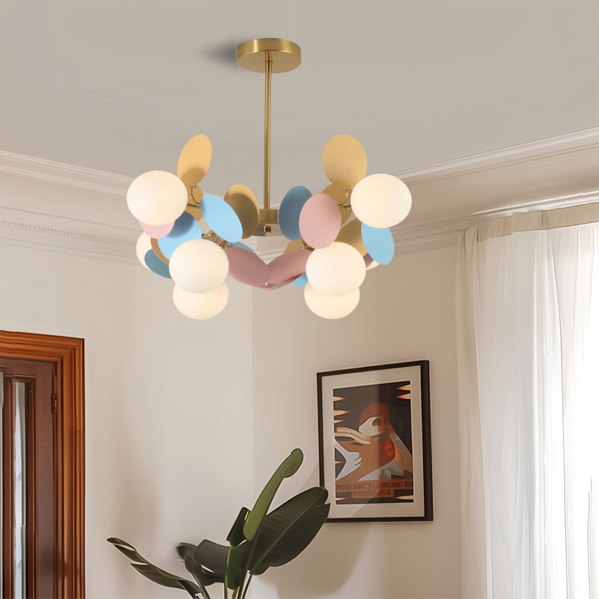 Brilagi - BALMO Stem-Mounted Chandelier 8×G9 / 9W / 230V, Ø 60 cm, Gold/Blue/Pink