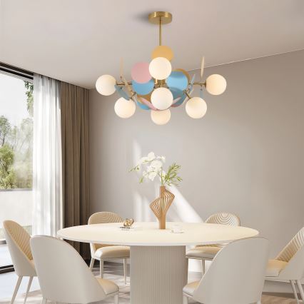 Brilagi - BALMO Stem-Mounted Chandelier 8×G9 / 9W / 230V, Ø 60 cm, Gold/Blue/Pink