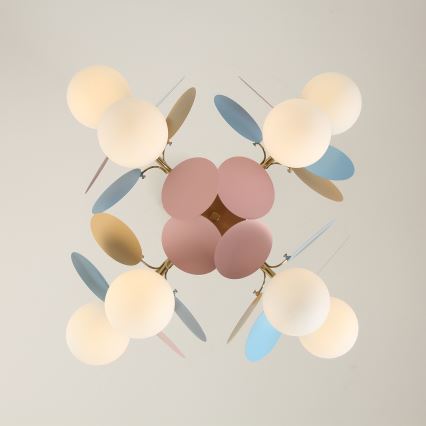 Brilagi - BALMO Stem-Mounted Chandelier 8×G9 / 9W / 230V, Ø 60 cm, Gold/Blue/Pink