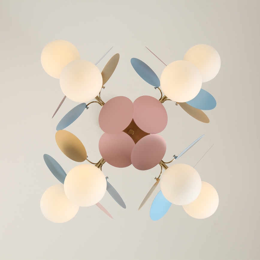 Brilagi - BALMO Stem-Mounted Chandelier 8×G9 / 9W / 230V, Ø 60 cm, Gold/Blue/Pink