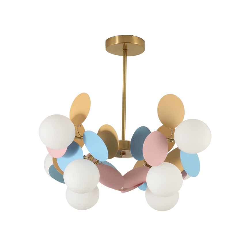 Brilagi - BALMO Stem-Mounted Chandelier 8×G9 / 9W / 230V, Ø 60 cm, Gold/Blue/Pink