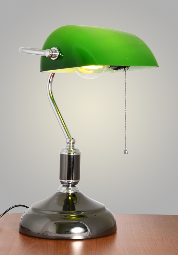 Brilagi - BANK OFFICE Desk Lamp 1xE27/60W/230V Black/Silver/Green