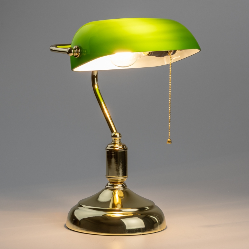 Brilagi - BANK OFFICE Desk Lamp 1xE27/60W/230V Gold/Green