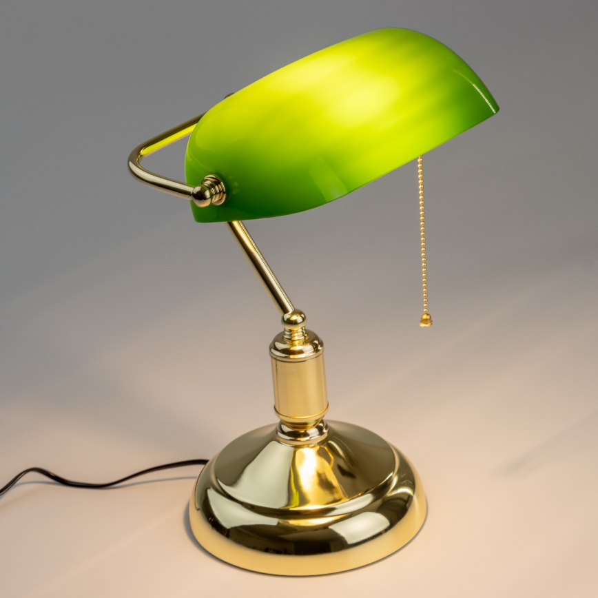 Brilagi - BANK OFFICE Desk Lamp 1xE27/60W/230V Gold/Green