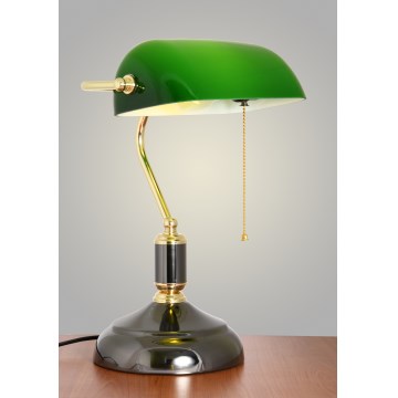 Brilagi - BANK OFFICE Table Lamp 1xE27/60W/230V Black/Gold/Green