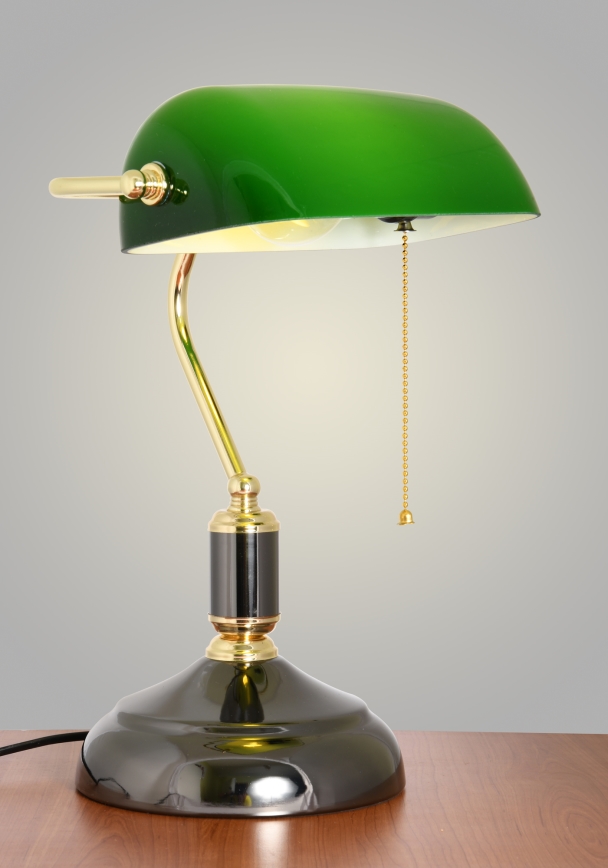 Brilagi - BANK OFFICE Table Lamp 1xE27/60W/230V Black/Gold/Green