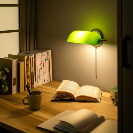 Brilagi - BANK OFFICE Wall Lamp 1xE27/60W/230V Brass/Green