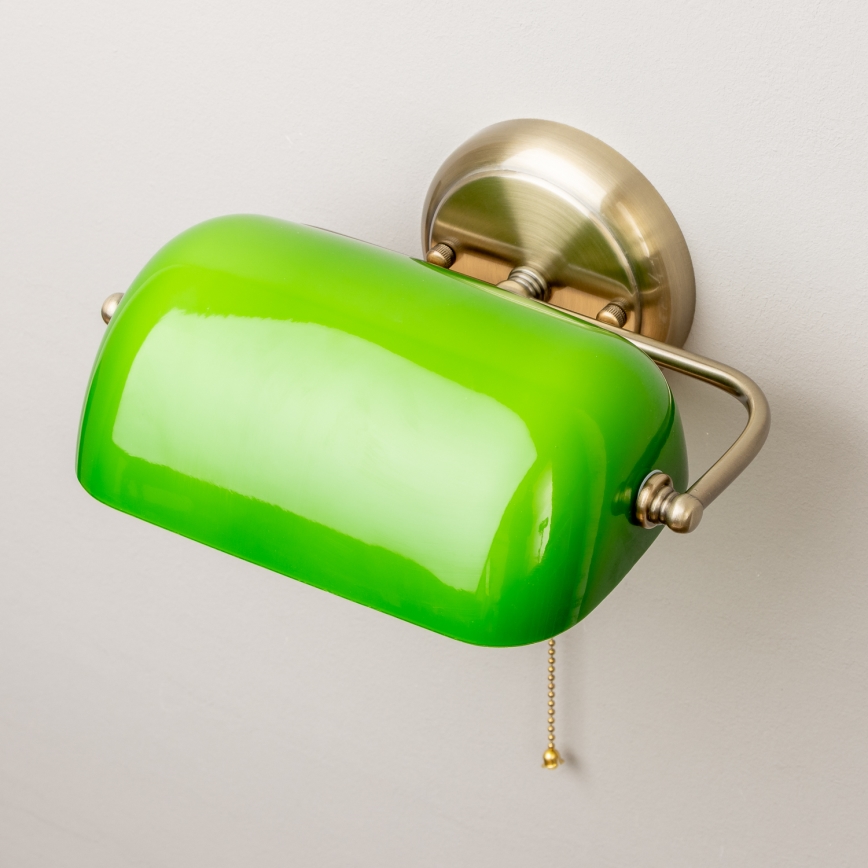 Brilagi - BANK OFFICE Wall Lamp 1xE27/60W/230V Brass/Green