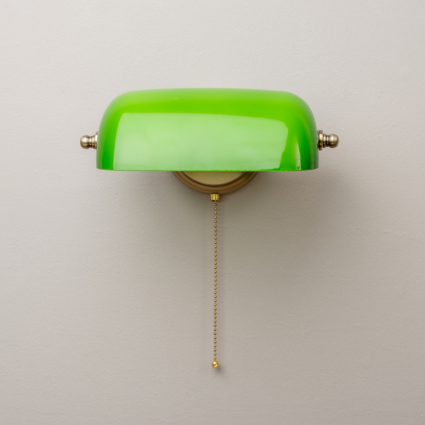 Brilagi - BANK OFFICE Wall Lamp 1xE27/60W/230V Brass/Green