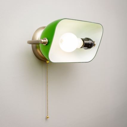 Brilagi - BANK OFFICE Wall Lamp 1xE27/60W/230V Brass/Green