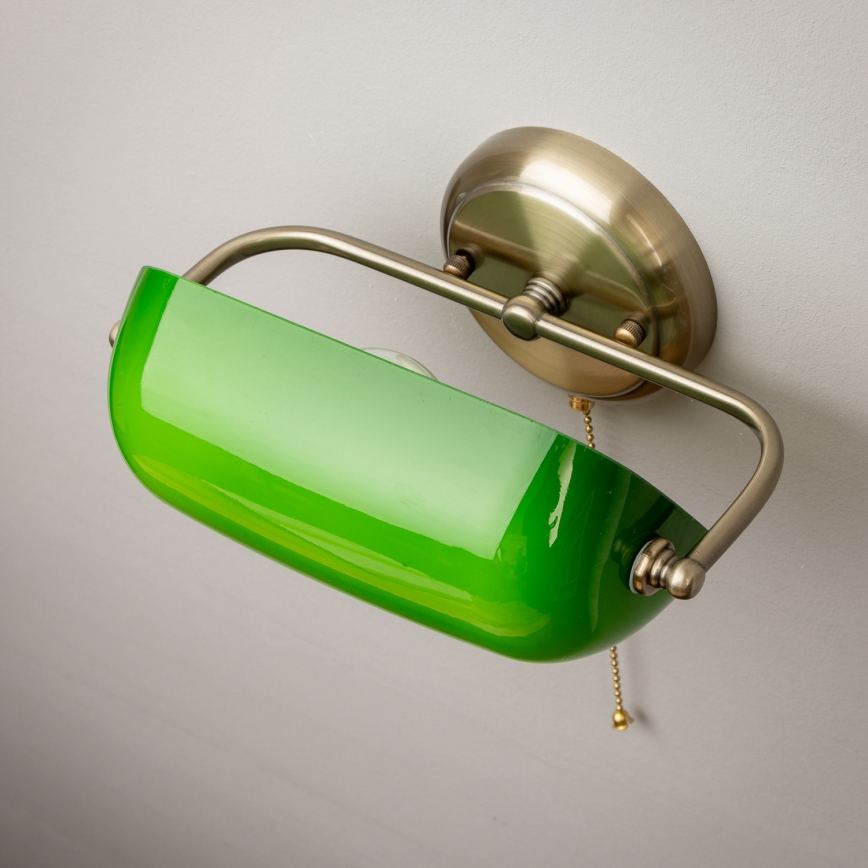 Brilagi - BANK OFFICE Wall Lamp 1xE27/60W/230V Brass/Green