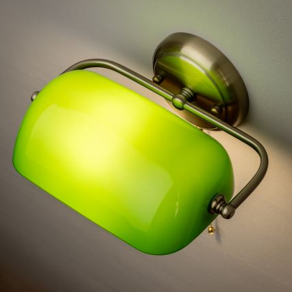 Brilagi - BANK OFFICE Wall Lamp 1xE27/60W/230V Brass/Green