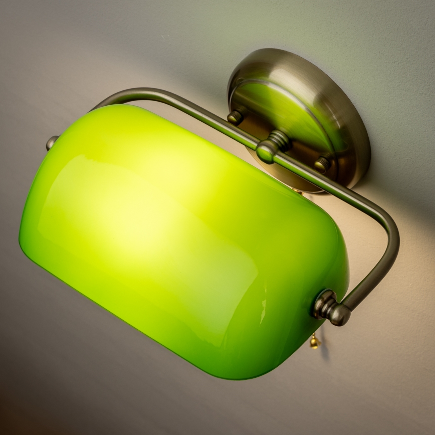 Brilagi - BANK OFFICE Wall Lamp 1xE27/60W/230V Brass/Green