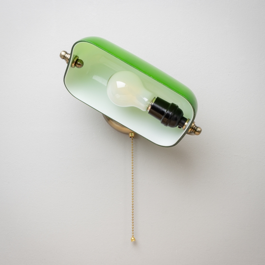 Brilagi - BANK OFFICE Wall Lamp 1xE27/60W/230V Brass/Green