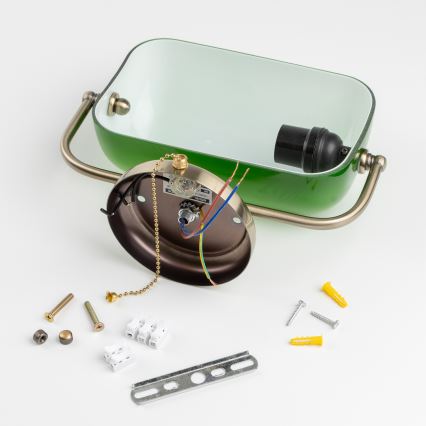 Brilagi - BANK OFFICE Wall Lamp 1xE27/60W/230V Brass/Green