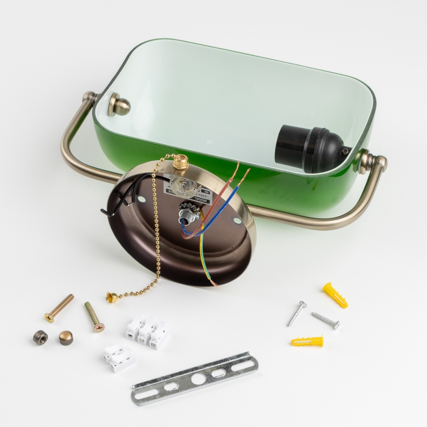 Brilagi - BANK OFFICE Wall Lamp 1xE27/60W/230V Brass/Green