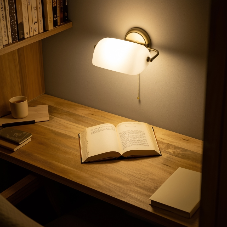 Brilagi - BANK OFFICE Wall Lamp 1xE27/60W/230V Brass/White