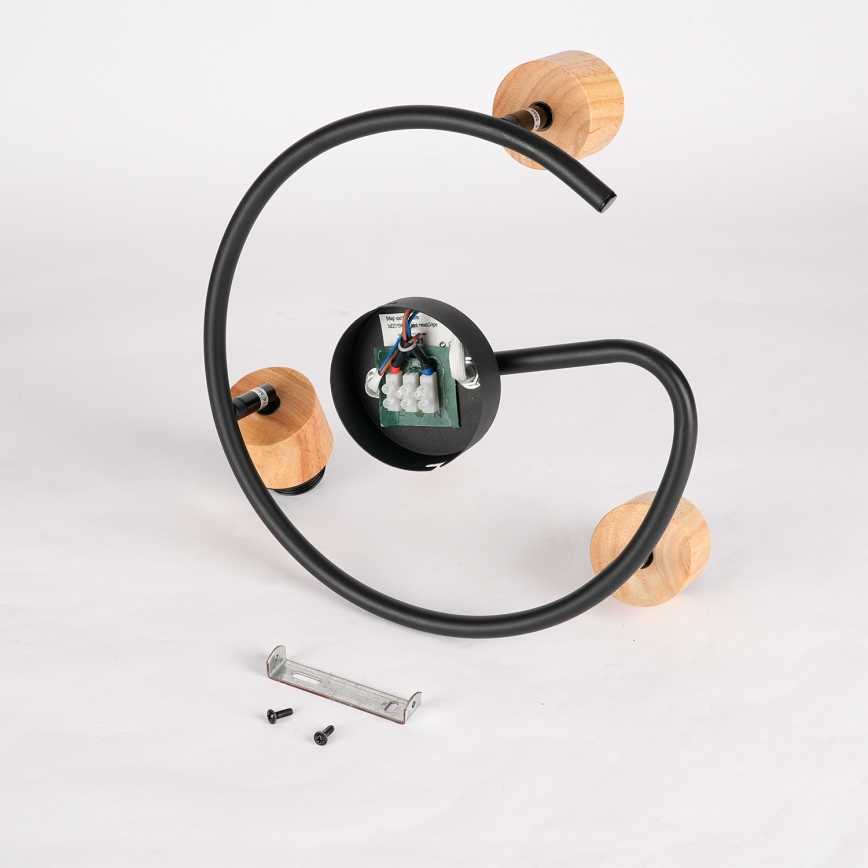 Brilagi - BASKLITE 3x E27 Spotlight, 15W/230V, Rubberwood/Black