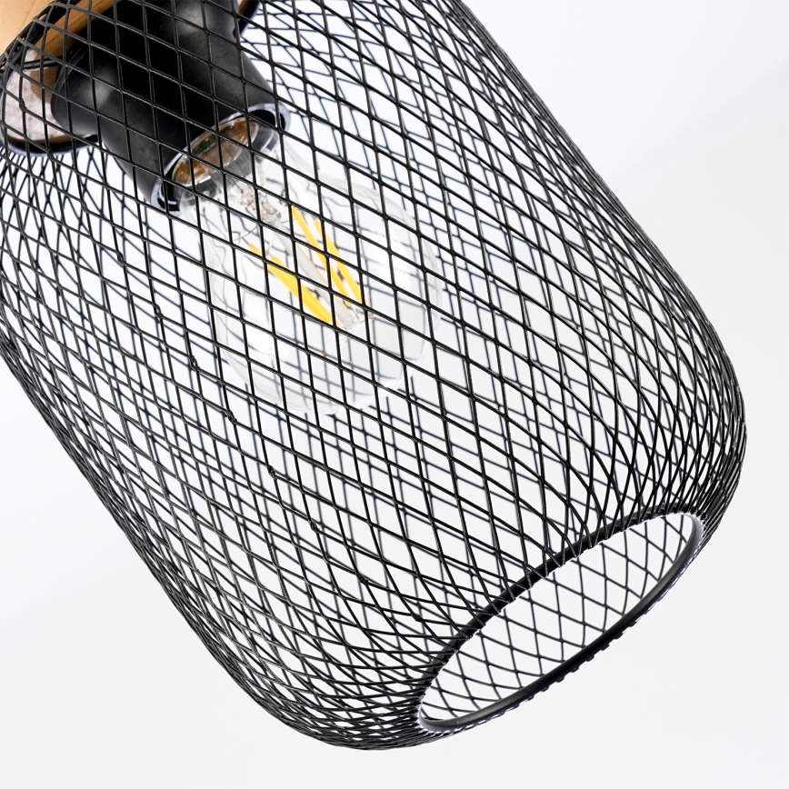 Brilagi - BASKLITE Cable-hung Pendant Light 1xE27/15W/230V Wood/Black