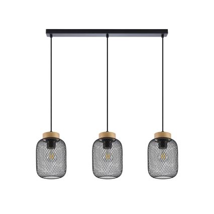 Brilagi - BASKLITE cable-hung pendant light 3xE27/15W/230V rubberwood/black