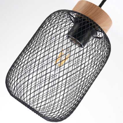 Brilagi - BASKLITE cable-hung pendant light 3xE27/15W/230V rubberwood/black