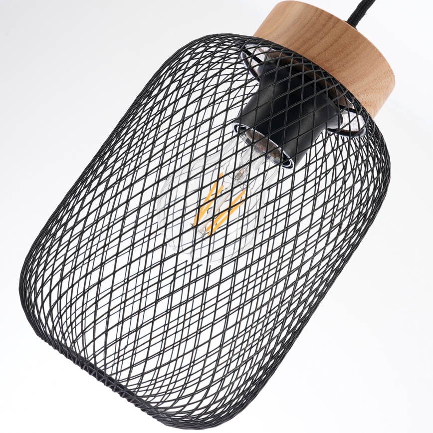 Brilagi - BASKLITE cable-hung pendant light 3xE27/15W/230V rubberwood/black