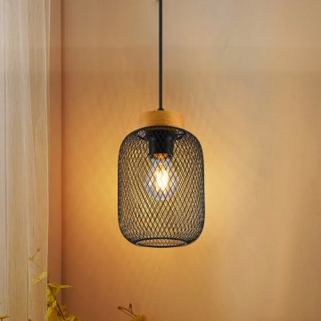 Brilagi - BASKLITE Pendant Light on Cord 1xE27/15W/230V Rubberwood/Black