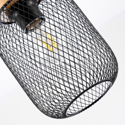 Brilagi - BASKLITE Pendant Light on Cord 1xE27/15W/230V Rubberwood/Black