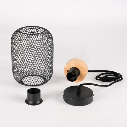 Brilagi - BASKLITE Pendant Light on Cord 1xE27/15W/230V Rubberwood/Black