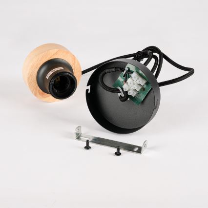 Brilagi - BASKLITE Pendant Light on Cord 1xE27/15W/230V Rubberwood/Black