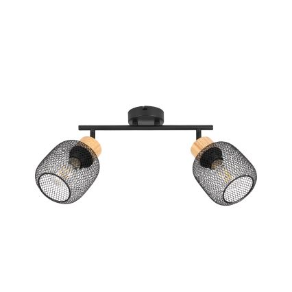 Brilagi - BASKLITE Spotlight 2xE27/15W/230V Rubberwood/Black