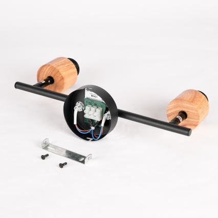 Brilagi - BASKLITE Spotlight 2xE27/15W/230V Rubberwood/Black