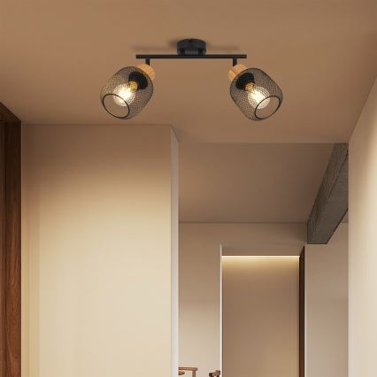 Brilagi - BASKLITE Spotlight 2xE27/15W/230V wood/black