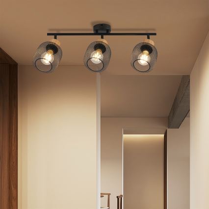 Brilagi - BASKLITE Spotlight 3xE27/15W/230V Rubberwood/Black