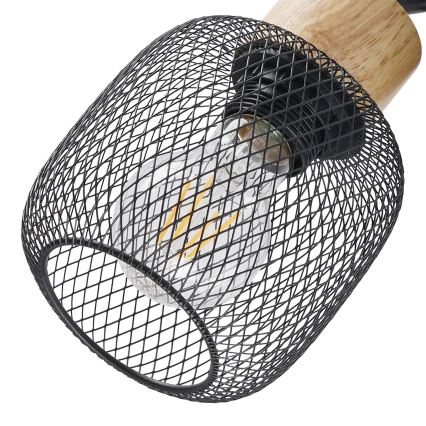 Brilagi - BASKLITE Spotlight 3xE27/15W/230V Rubberwood/Black