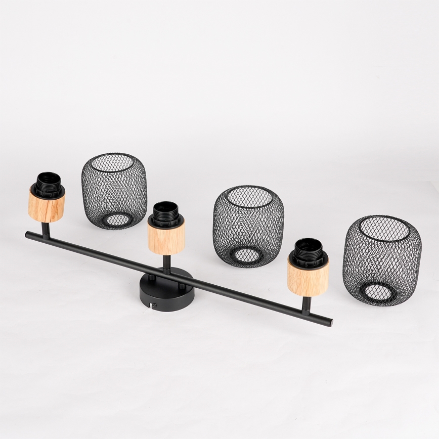 Brilagi - BASKLITE Spotlight 3xE27/15W/230V wood/black