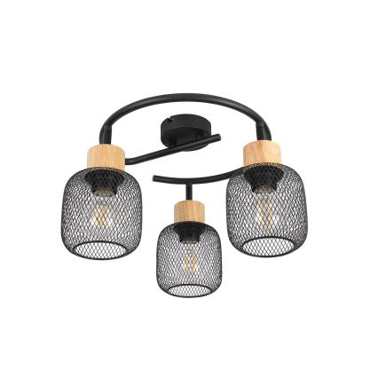 Brilagi - BASKLITE Spotlight 3xE27/15W/230V Wood/Black