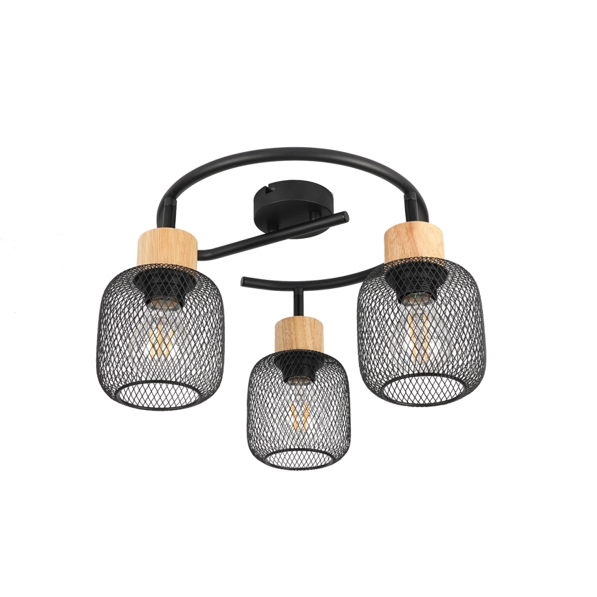 Brilagi - BASKLITE Spotlight 3xE27/15W/230V Wood/Black