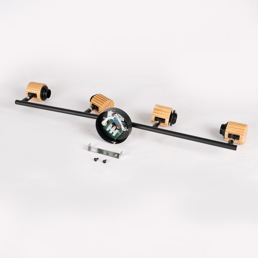 Brilagi - BASKLITE Spotlight 4xE27/15W/230V Rubberwood/Black