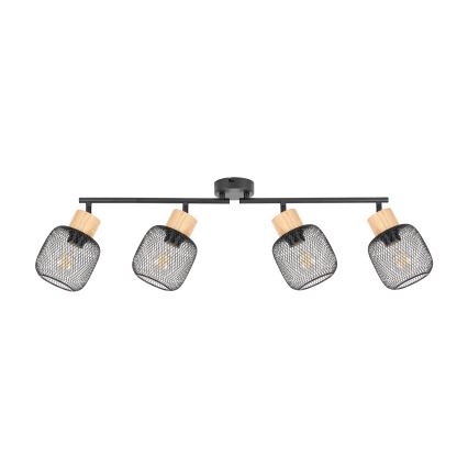 Brilagi - BASKLITE Spotlight 4xE27/15W/230V Wood/Black