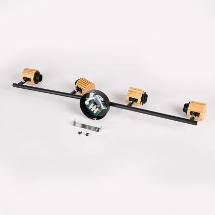 Brilagi - BASKLITE Spotlight 4xE27/15W/230V Wood/Black