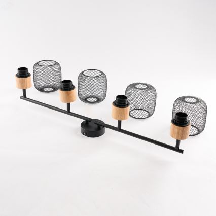 Brilagi - BASKLITE Spotlight 4xE27/15W/230V Wood/Black