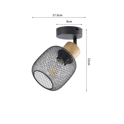 Brilagi - BASKLITE Wall-mounted spotlight 1xE27/15W/230V wood/black