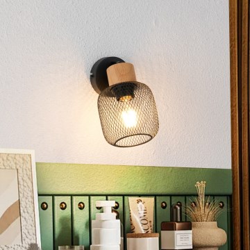 Brilagi - BASKLITE Wall Spotlight 1xE27/15W/230V Rubberwood/Black