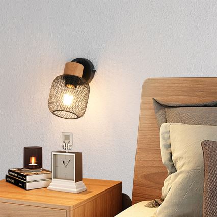 Brilagi - BASKLITE Wall Spotlight 1xE27/15W/230V Rubberwood/Black