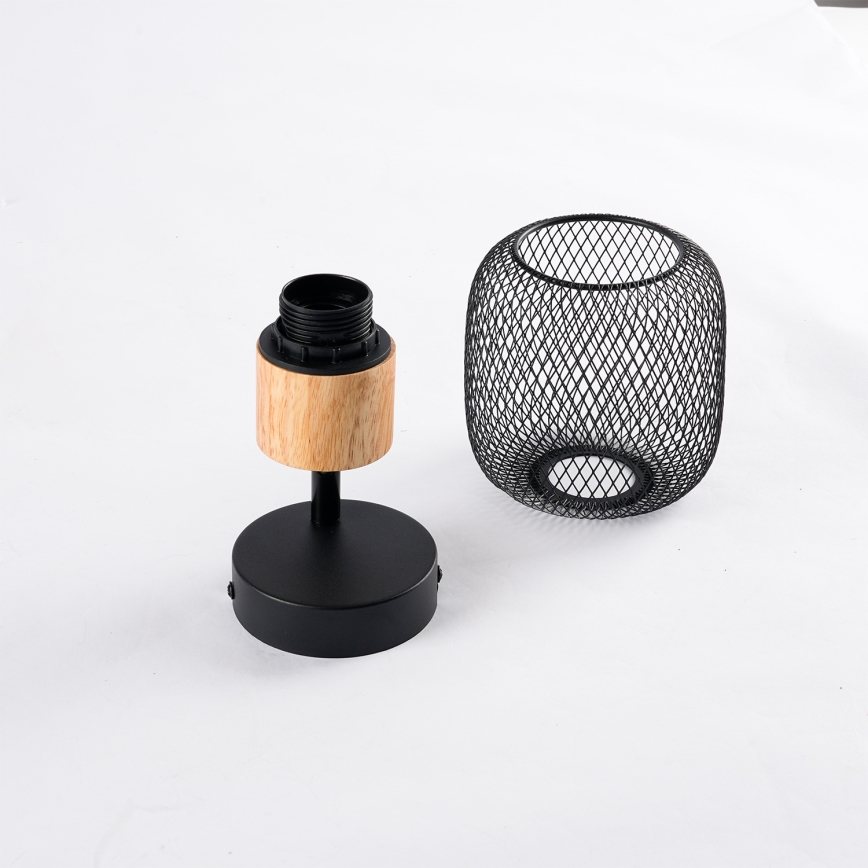 Brilagi - BASKLITE Wall Spotlight 1xE27/15W/230V Rubberwood/Black