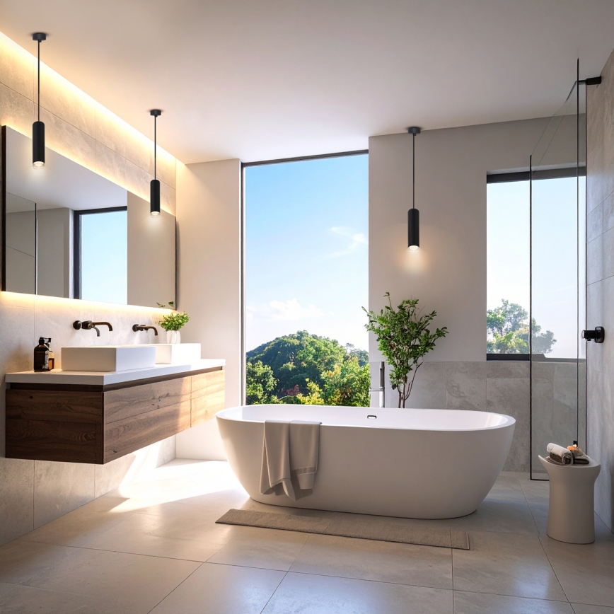 Brilagi - Bathroom chandelier on a string SELE AQUA 1xGU10/30W/230V IP44 black