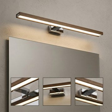 BRILAGI - Bathroom mirror light WOODY MIRROR 3v1 LED/15W/230V 80 cm IP44 polished chrome/oak walnut